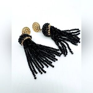 Gold and black dangle nightlife earrings